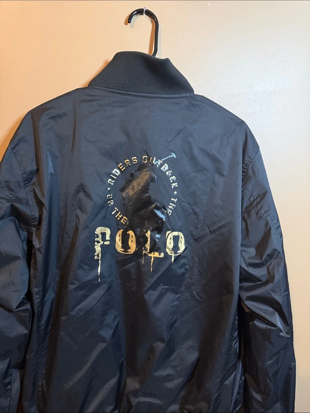 Polo by Ralph Lauren Black Bomber Jacket with Stand-Up Collar(Reversable)